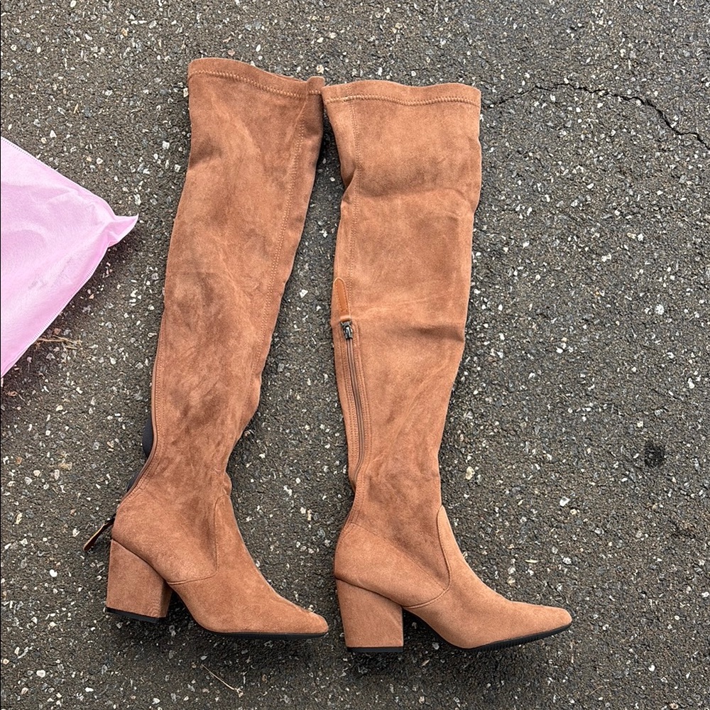 Suede Over-the-Knee Boots - Tan Never Worn Brand New
